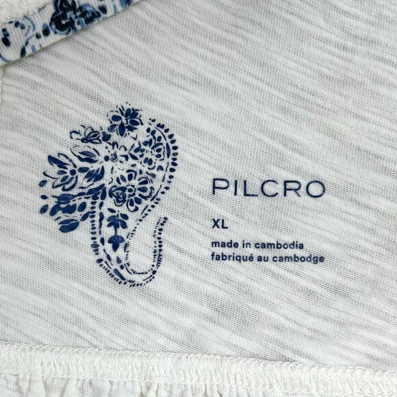 Anthropologie Pilcro Cream Slub Knit Cotton V-Neck Ruffle Top - Picture 8 of 8